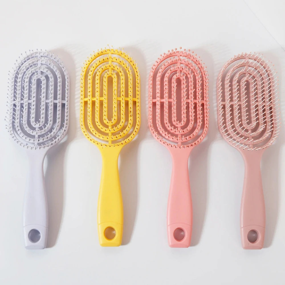 Relaxing Elastic Massage Comb Portable Hollow Comb Scalp Massage Brush Salon Styling Tool Oval Comb Special for real hair wigs Qme
