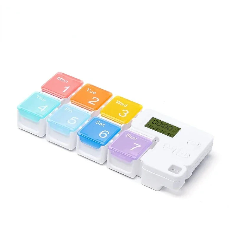 Automatic Light Pill Dispenser - Provides A Weekly Timer with Vibration and LED Reminders for The Elderly Qme colour