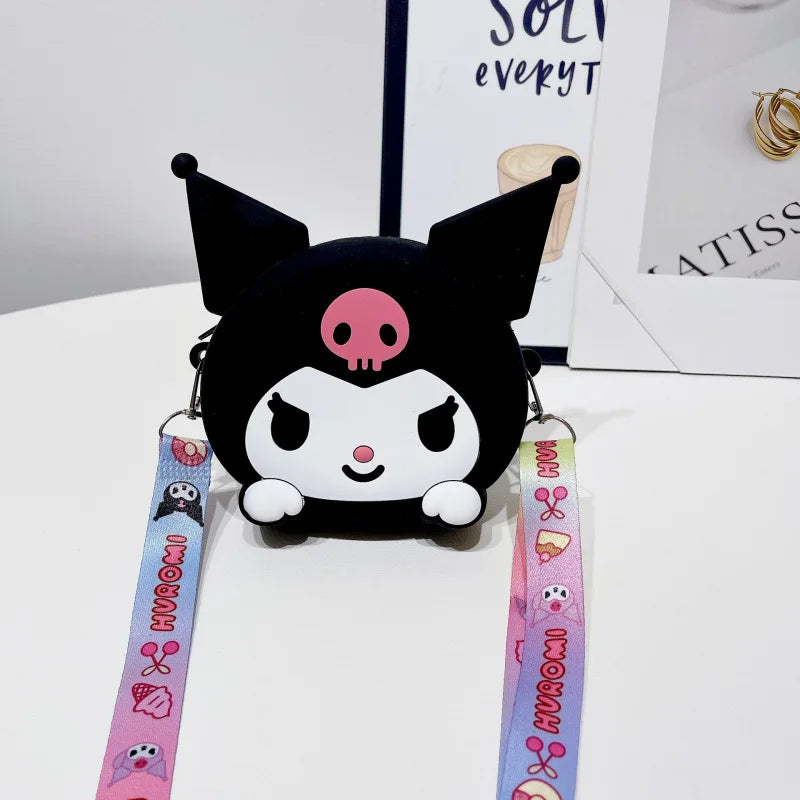 Hello Kitty Kuromi Cute Silicone Coin Purse Fashionable Shoulder Bag for Outings and Trips Qme 6