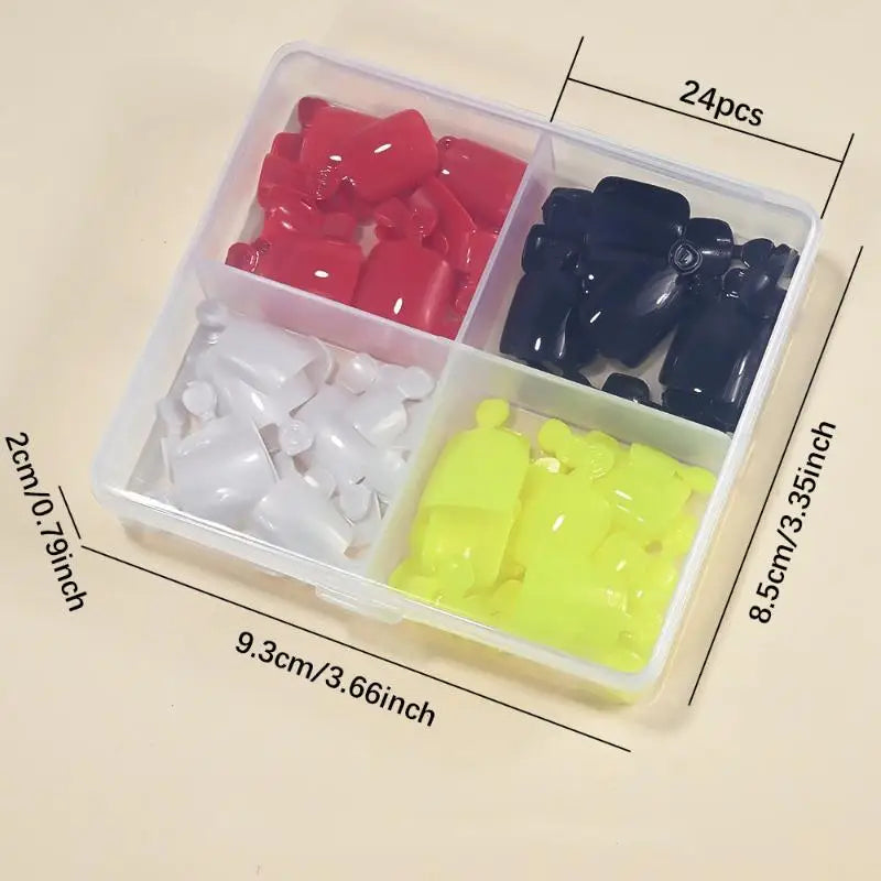 4 Grid Short Square False Toenail Tips Full Cover Artificial Fake Qme