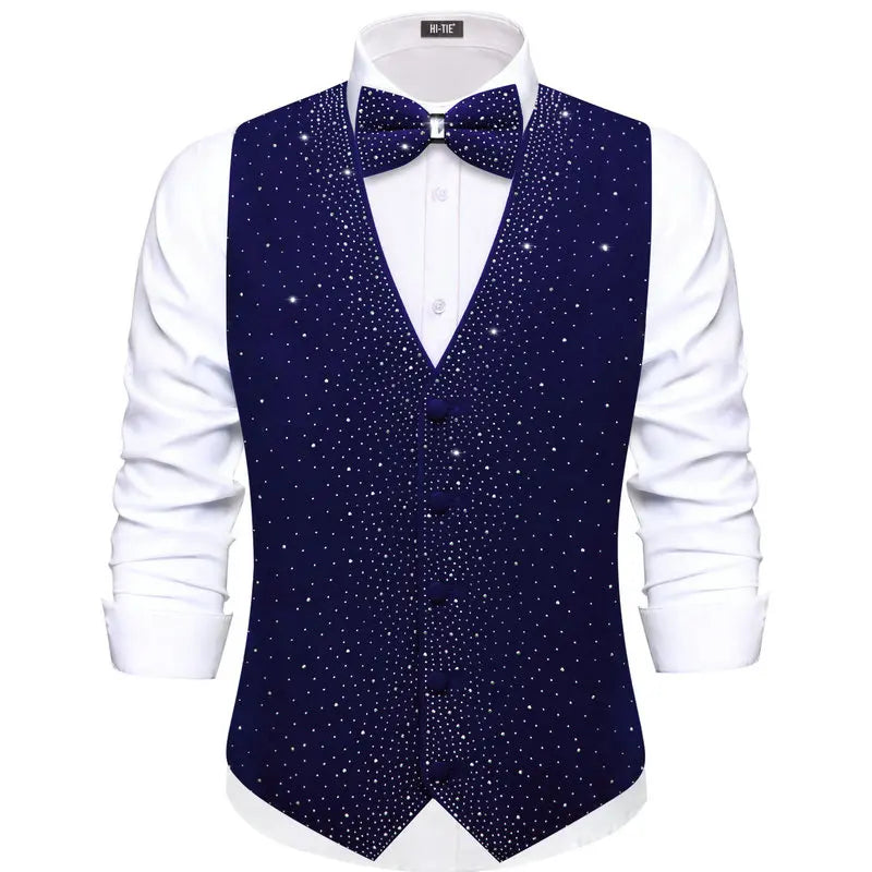 Christmas Colorful Vest Bow Tie Pocket Square Cufflinks Set 4 Pieces Xmas Wedding Party Suit Accessories Gifts for Dad Boyfriend Qme MJTZ0158 XL
