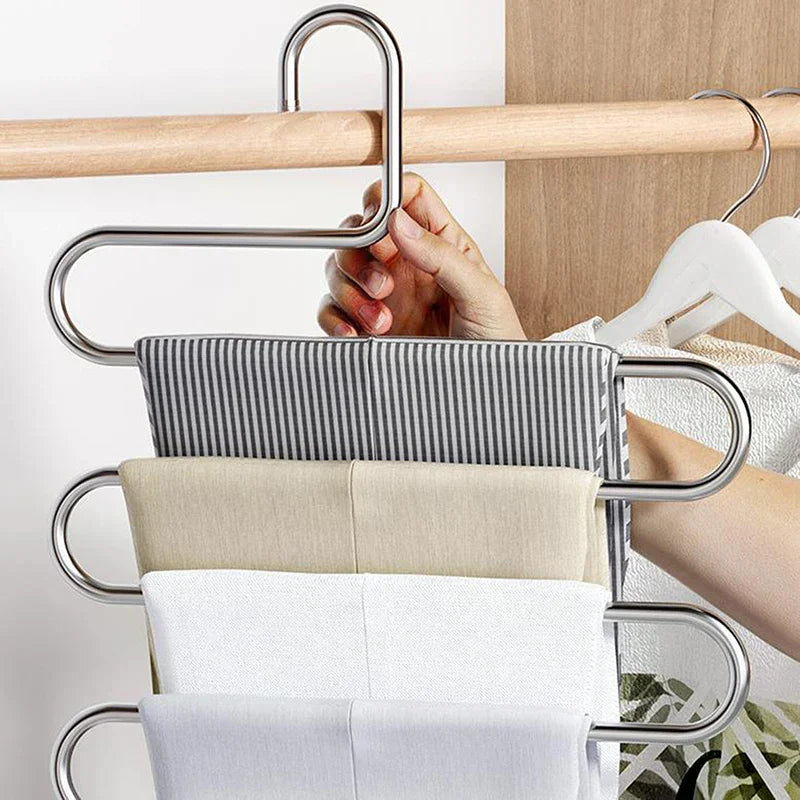 5 Layers Multi-functional Clothes Hangers Non-slip Pant Storage Rack Cloth Rack With Multiple Functions For Hanging And Storage Qme