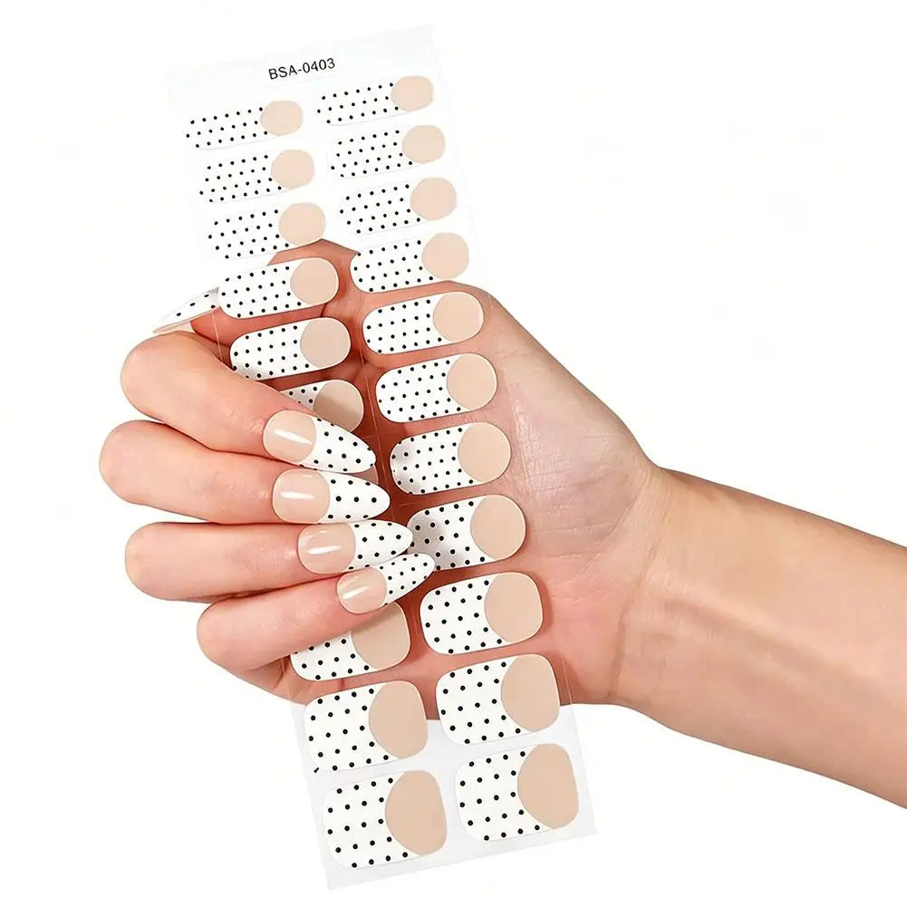 Summer Polka Dot UV-Free Gel Nail Stickers Nail Sticker Full Cover Decal Manicure Patch Dot Pattern Long Lasting Self Adhesive Qme A CN