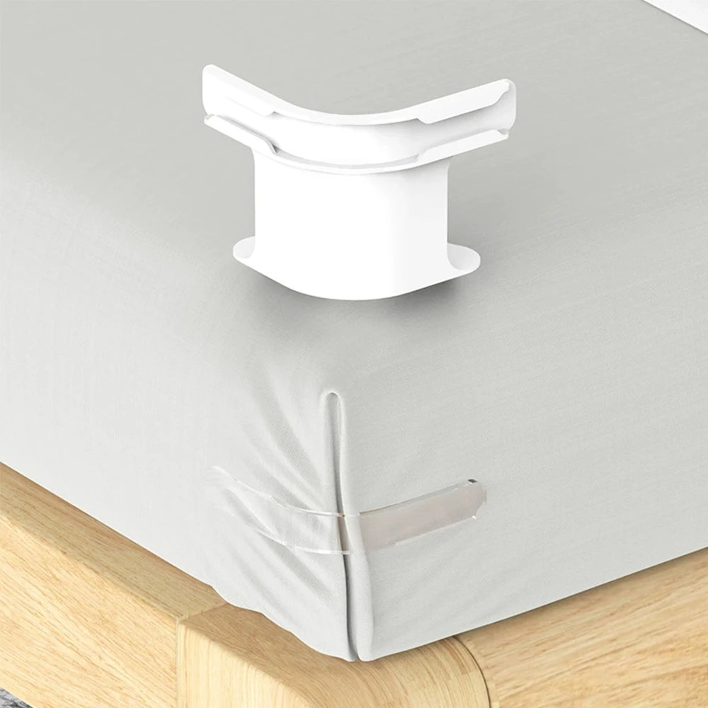 Universal Bedsheet Corner Tightener Clips Invisible Bedspread Secure Holder with Heavy-Duty Mattress Straps Sheets Slot Locks Qme