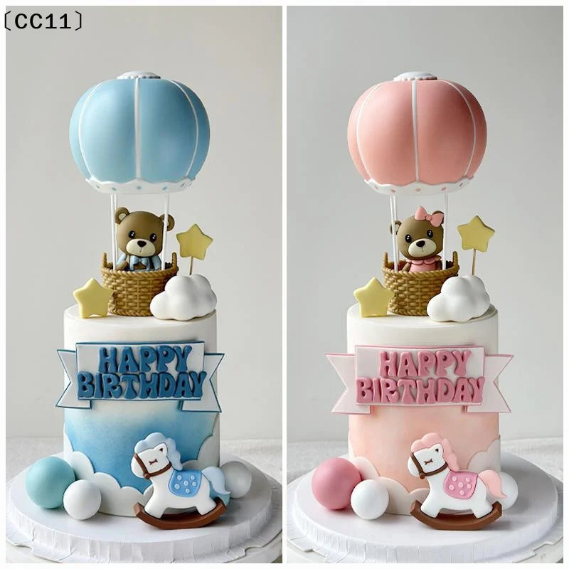 Blue Pink Air Balloon Cake Topper Gender Reveal Party Decoration Kids Qme