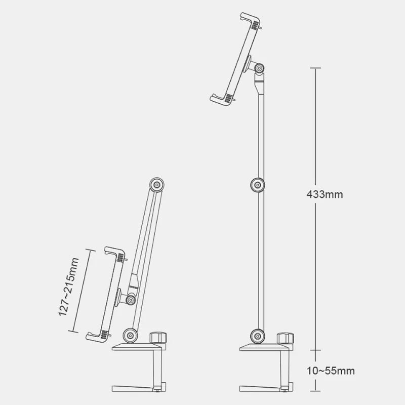 Tablet Stand Rotating Long Arm Mobile Phone Holder Height/Angle Adjustable Aluminium Alloy Tablet Mount for 4-13inch iPhone iPad Qme