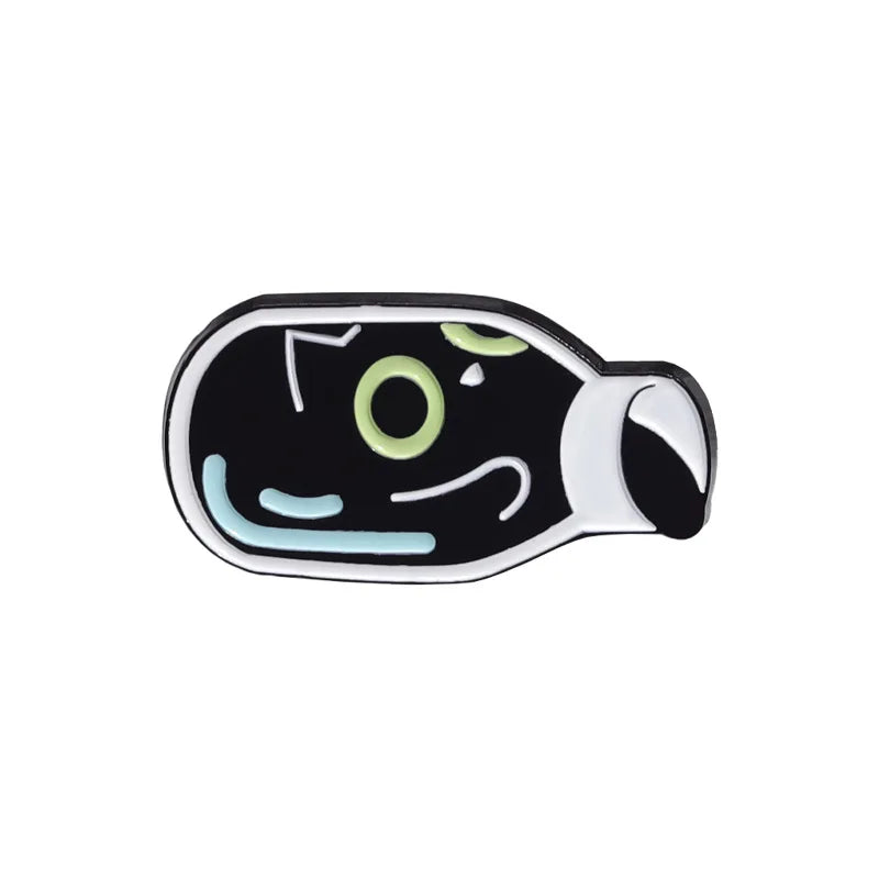 Cute Black Kitten In Bottle Brooch Enamel Pin Funny Cartoon Animal Metal Brooch Backpack Lapel Badge Decoration Jewelry Gift Qme style 2