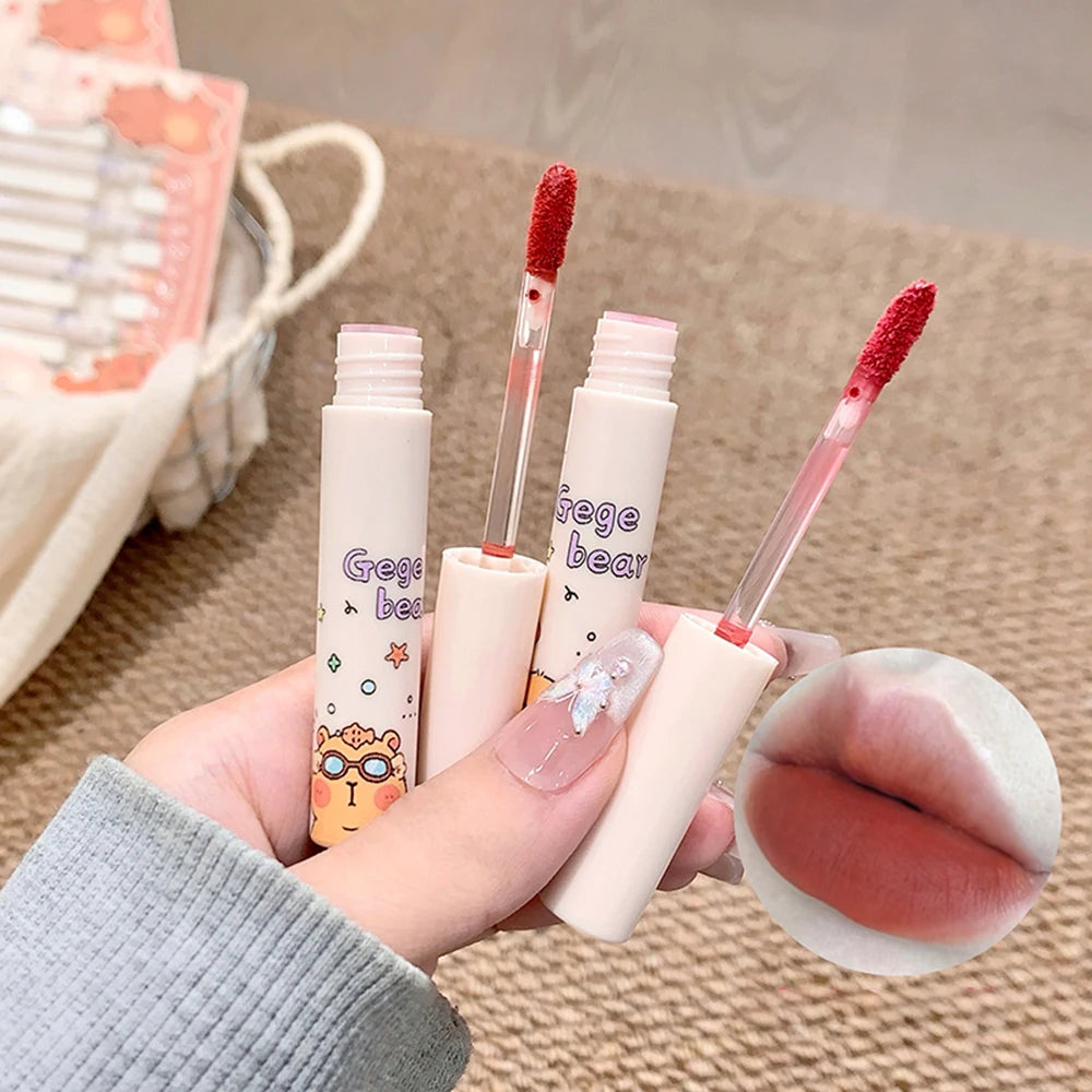 Lip Mud Kawaii Capybaras Velvet Nude Lipstick Matte Texture Silky Qme