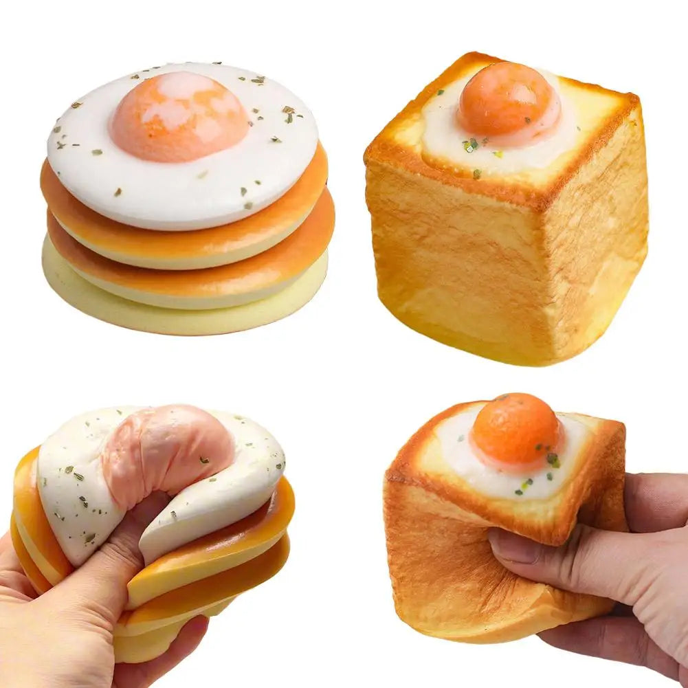 Fried Egg Toast Squishy Fun Scented Slow Rise Toy Realistic Qme