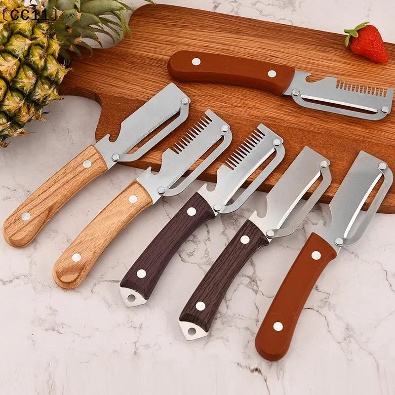 3-in-1 Serrated Peeling Knife Premium Vegetable Peeler Handle Bottle Qme