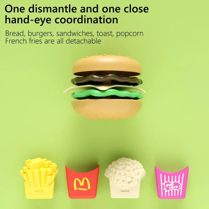 Kids Mini Kitchen Toy Detachable Snack Hamburger Cookie Miniature Accessories Plastic Pretend Toy Play House Food Sets Gift Boys Qme