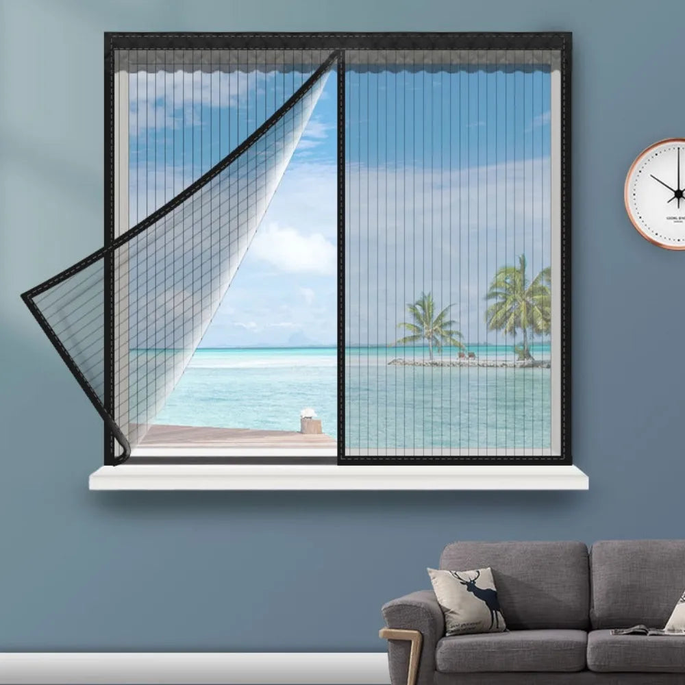 Summer Self-adhesive Window Screen Anti-Mosquito Prevent Flying Insects Invisible Mesh Curtains Removable Magnetic Screen Window Qme