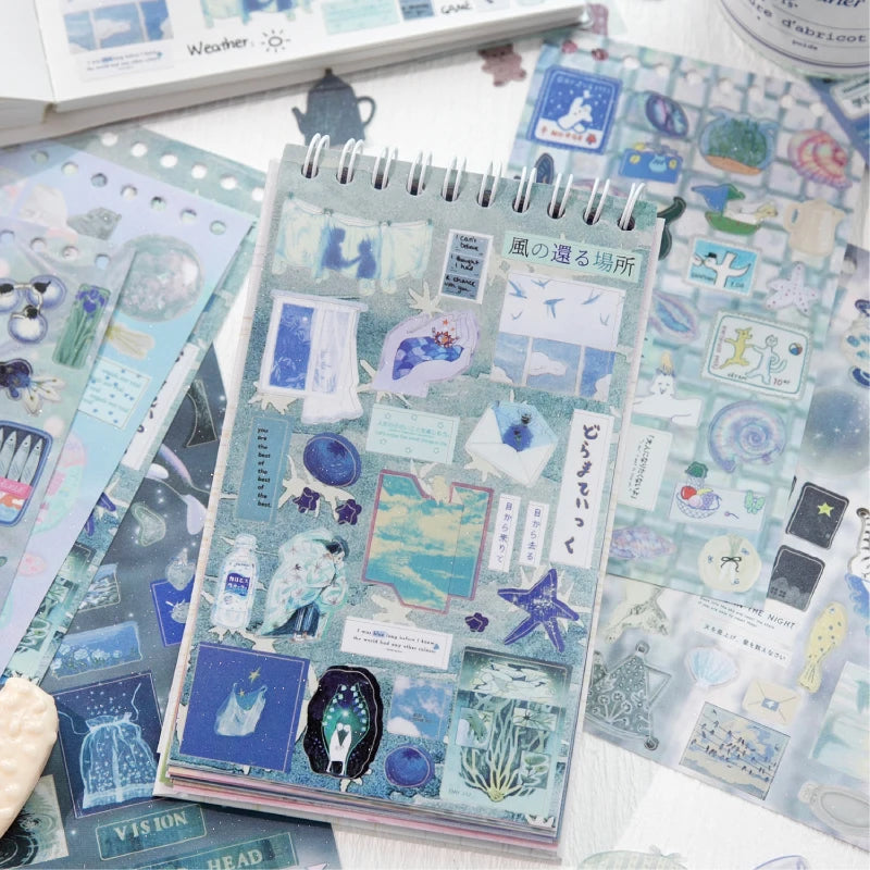 30sheets Kawaii Ins Virtual Garden Series Scene Die Cutting Sticker Book DIY Diary Clipper Book Aesthetics Stationery Stickers Qme