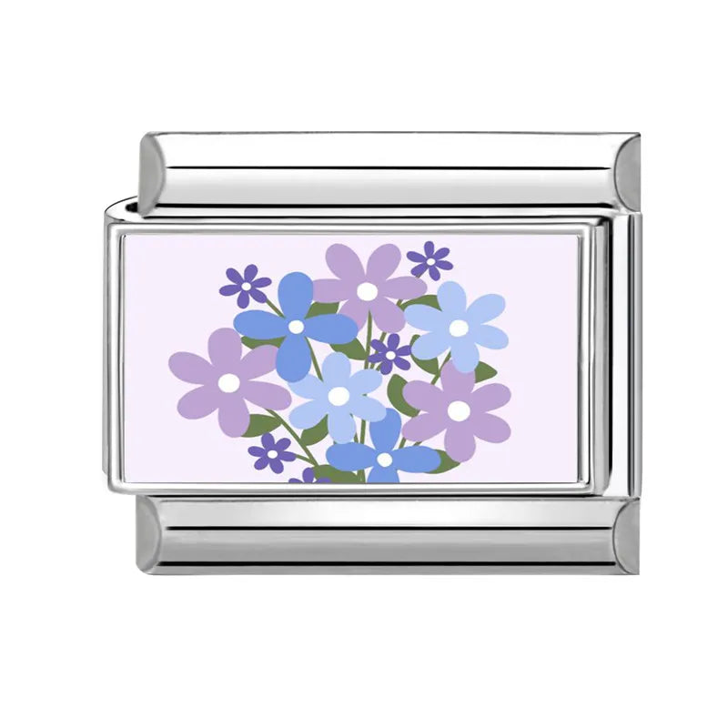 Fashion Iris Hyacinth Sunflower Daisy Flowers Series Italian Charm Link Fit 9mm Bracelet Stainless Steel Women Men DIY Making Qme Style 15