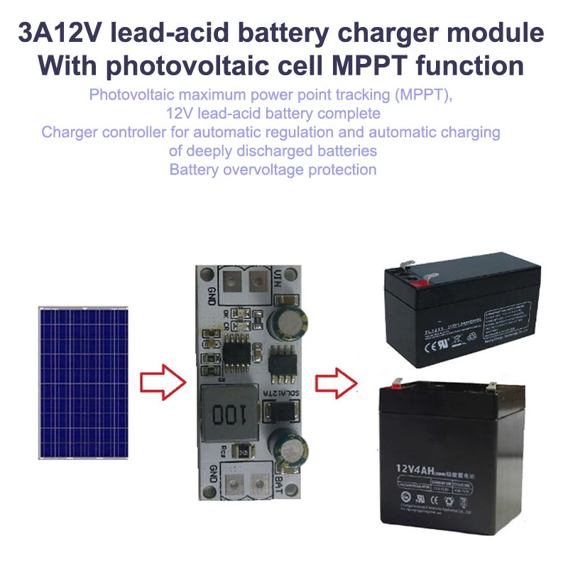 SDLA12TA MPPT Solar Controller Charging Module 12V 1-1000AH Lead-acid Qme