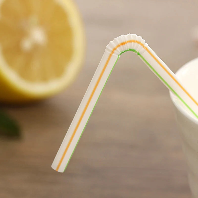 100Pcs Colorful Bendable Straw Drinking Kunststof Straw for Milk Tea Bar Party Rietjes Drinking Wedding Kitchen Beverage Straws Qme
