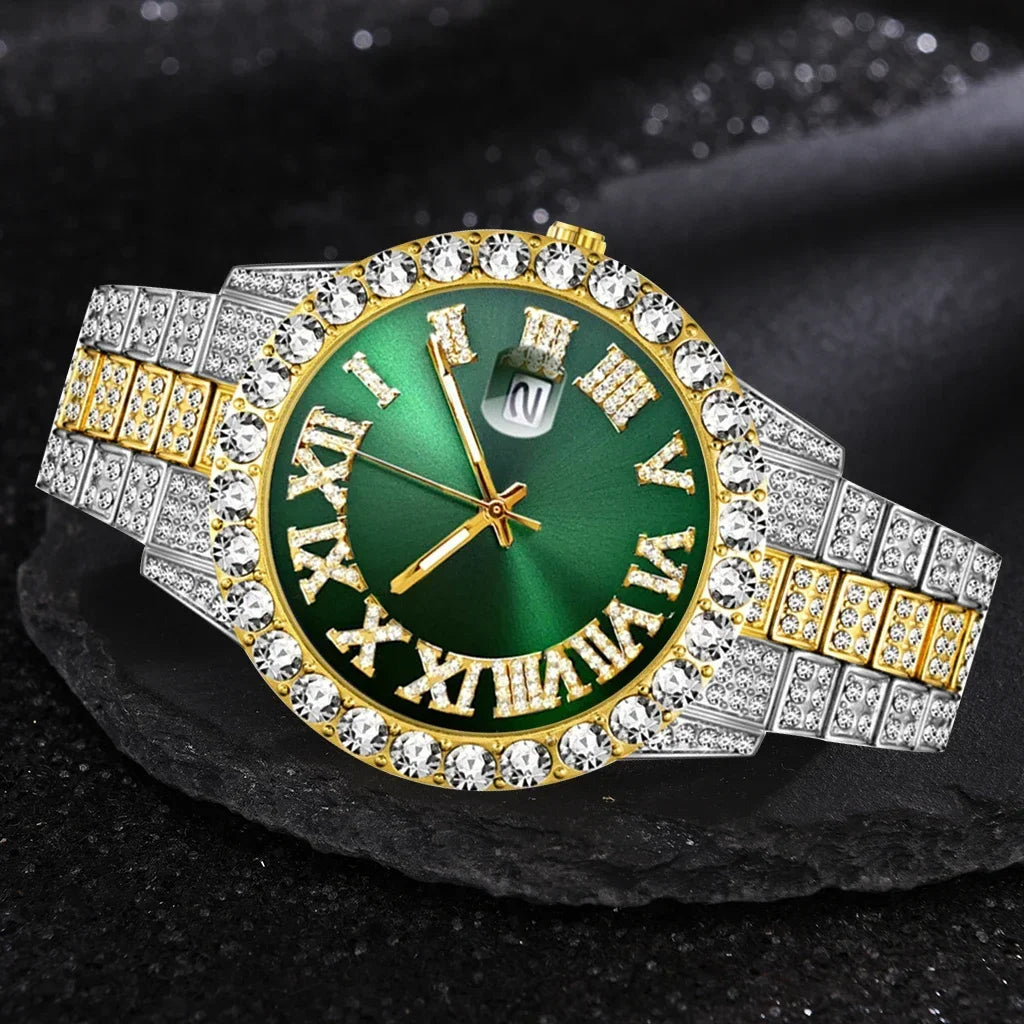 Iced Out Watch Men Luxury Brand Full Diamond Mens Watches AAA CZ Quartz Men's Watch Waterproof Hip Hop Male Clock Gift for Men Qme