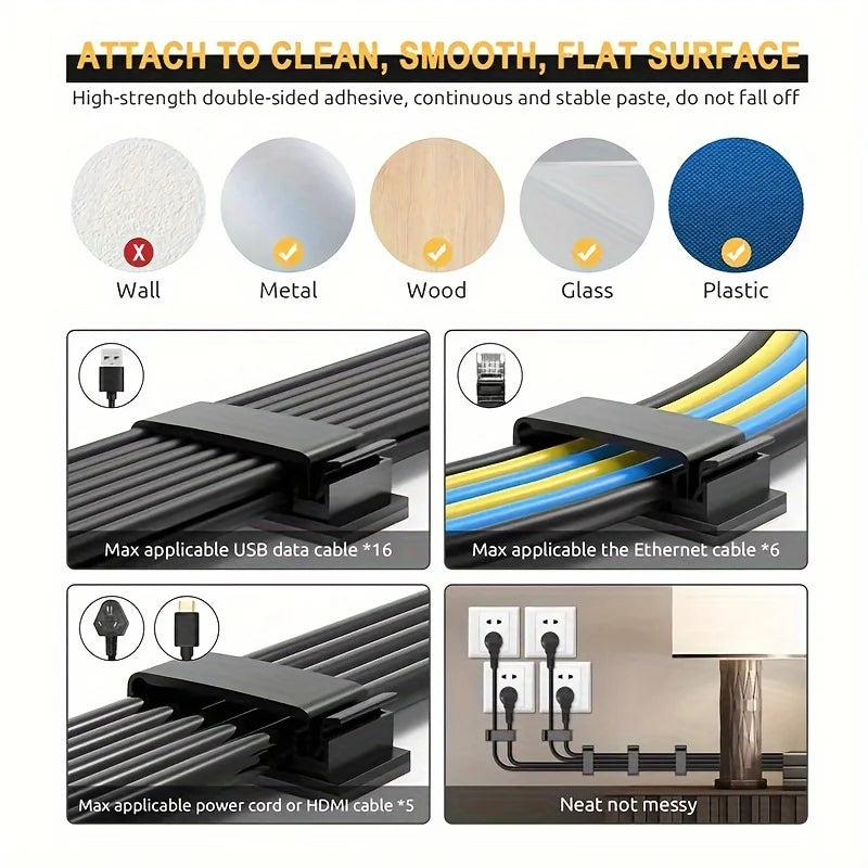 4 R-shaped Wiring Buckles Self-adhesive Cable Fixing Seat Wire Qme