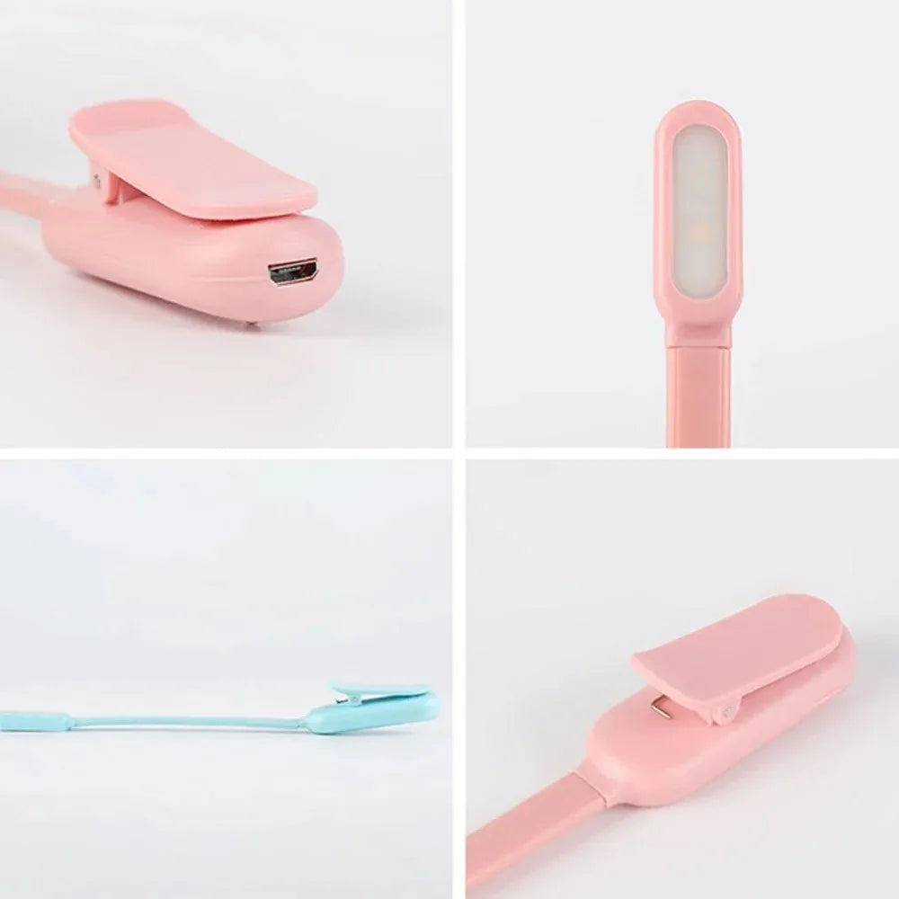 Rechargeable USB Clip LED Reading Light Mini Night Book Lamp With 3 Brightness Levels For Travel Bedroom Study Reading Qme