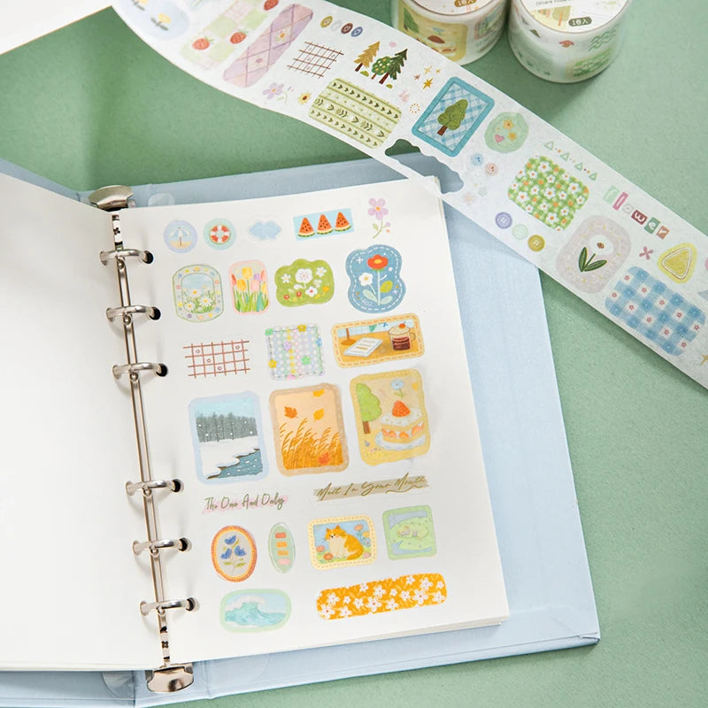 Fresh & Healing Washi Tape, High-Value Stationery & Unique Gift, Ideal for Journal Borders & Background Decor Qme