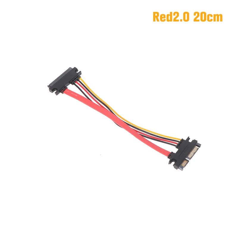 Sata 22 Pin Male Female Extension Cable 7+15 Data Power Combo Hard Qme 20cm Red