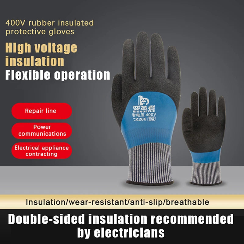 1 Pair Withstanding Voltage 400 1000V Rubber Insulation Glove Qme