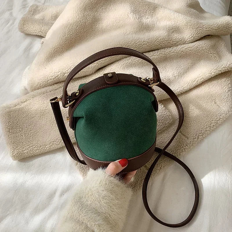 Korean Shoulder Bucket Bag Simple Crossbody Versatile Fashion Handbag Qme Green
