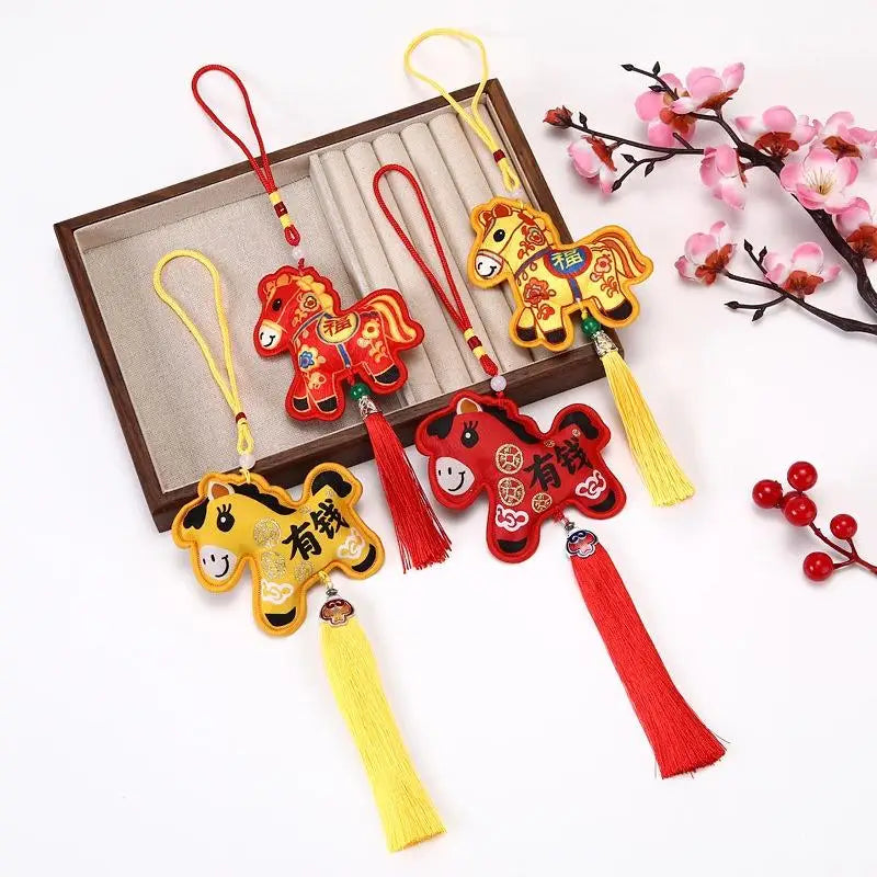 Lucky Fragrant Bag Tassels Horse Incense Car Hanging Chinese Zodiac Qme