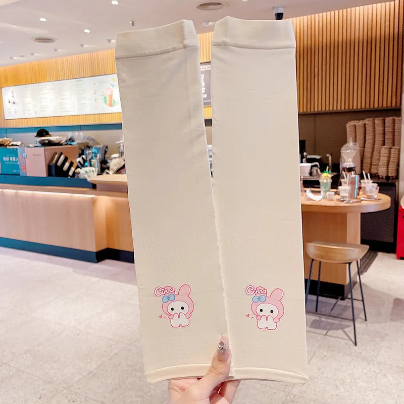 Hello Kitty Kuromi Sun Protection Arm Sleeves Breathable Cooling Arm Sleeves for Students UV-Protective Puff Sleeves Qme 7