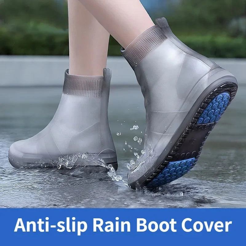 Rain Shoe Cover Reusable Silicone Tall Tube Intensification Anti-slip Outdoor Rain Boot Cover Cubre Calzado Impermeable Qme