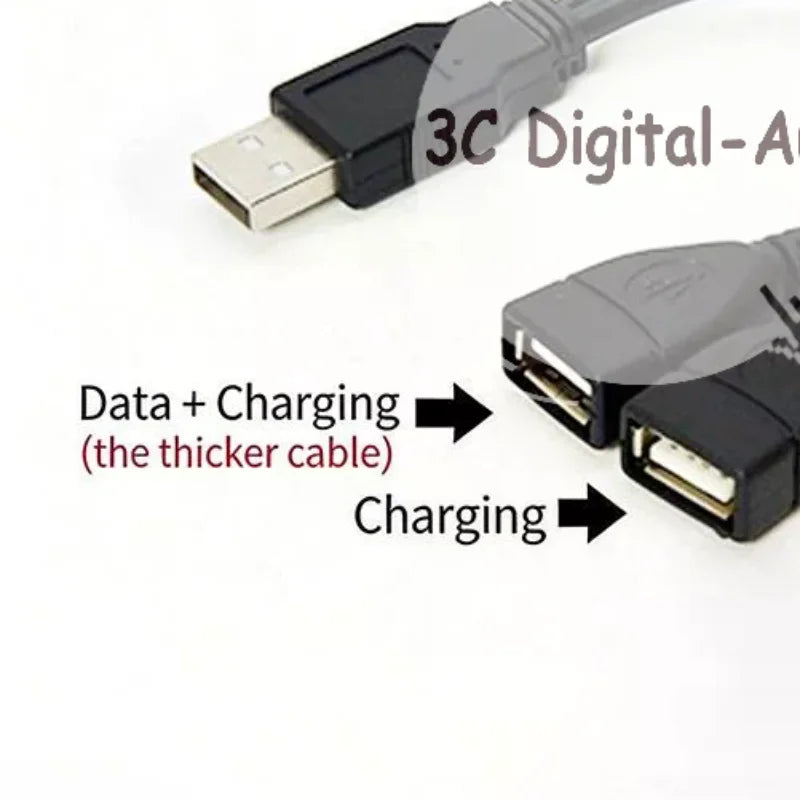 USB Dual Output Data Cable 1 2 Fast Charge Splitter Portable Offline Qme