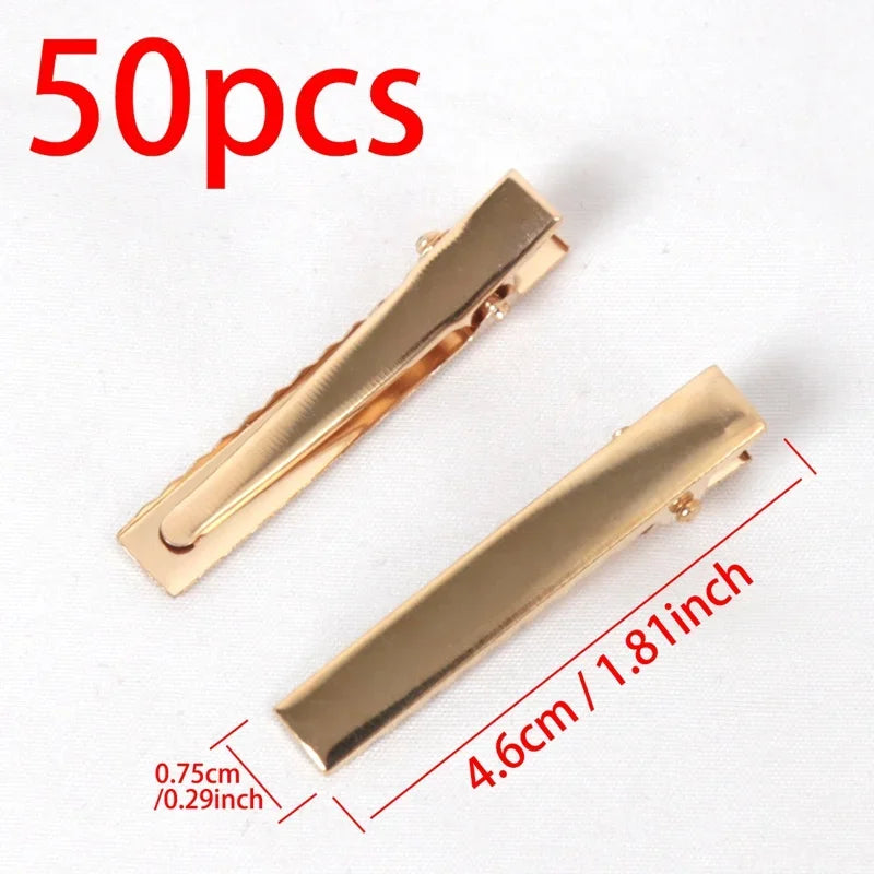 Hair Alligator Metal Clips Duckbill Blank Setting Base DIY Hairpins Qme 4.6cm 50pcs