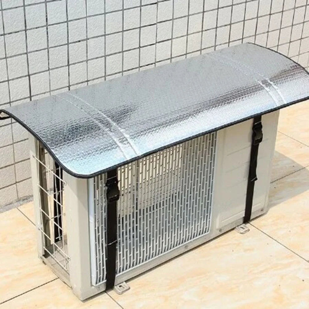 1Pc Aluminum Foil Air Conditioner Outdoor Unit Cover Waterproof Sunshade Energy Saving-Shield For AC Compressor 120x60cm Silver Qme