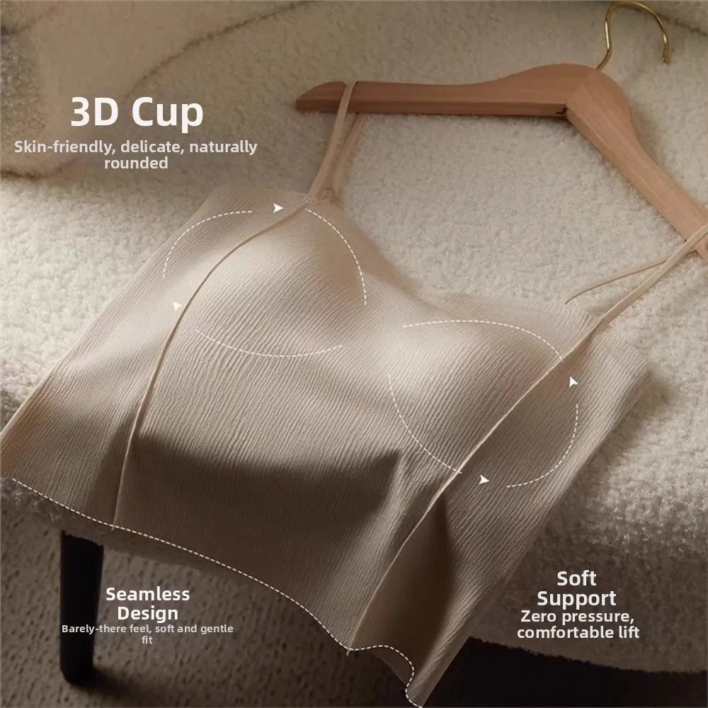 Elegant Non Trace Women Ice Silk Camisole Slim Fit Breathable Qme