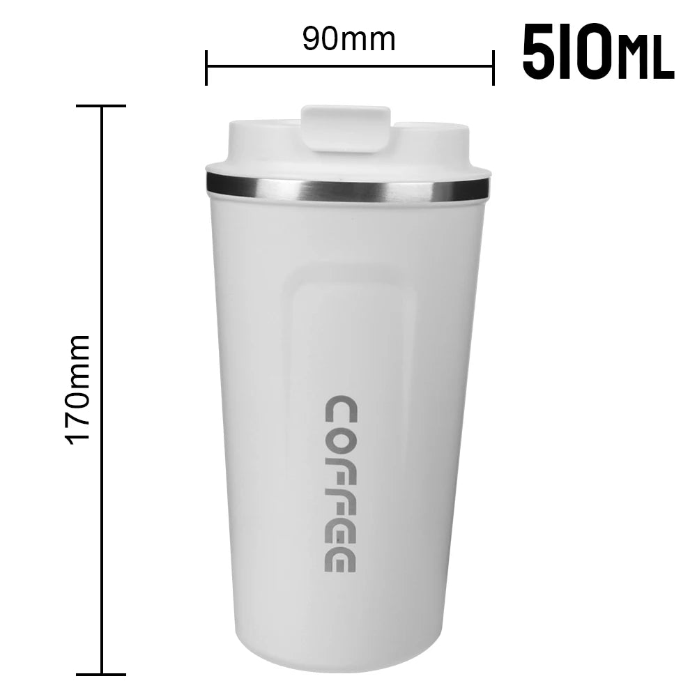 Mug Car Thermos 380 Leak Proof Travel Thermo Cup Tea Water Coffee Qme 510ML White 401-500ml
