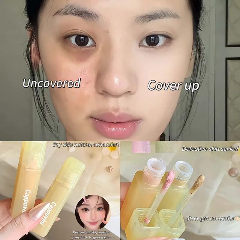 Matte Face Liquid Concealer Light Olive Cream Natural Whitening Full Coverage Waterproof Brightening Cover Dark Circle Concealer Qme