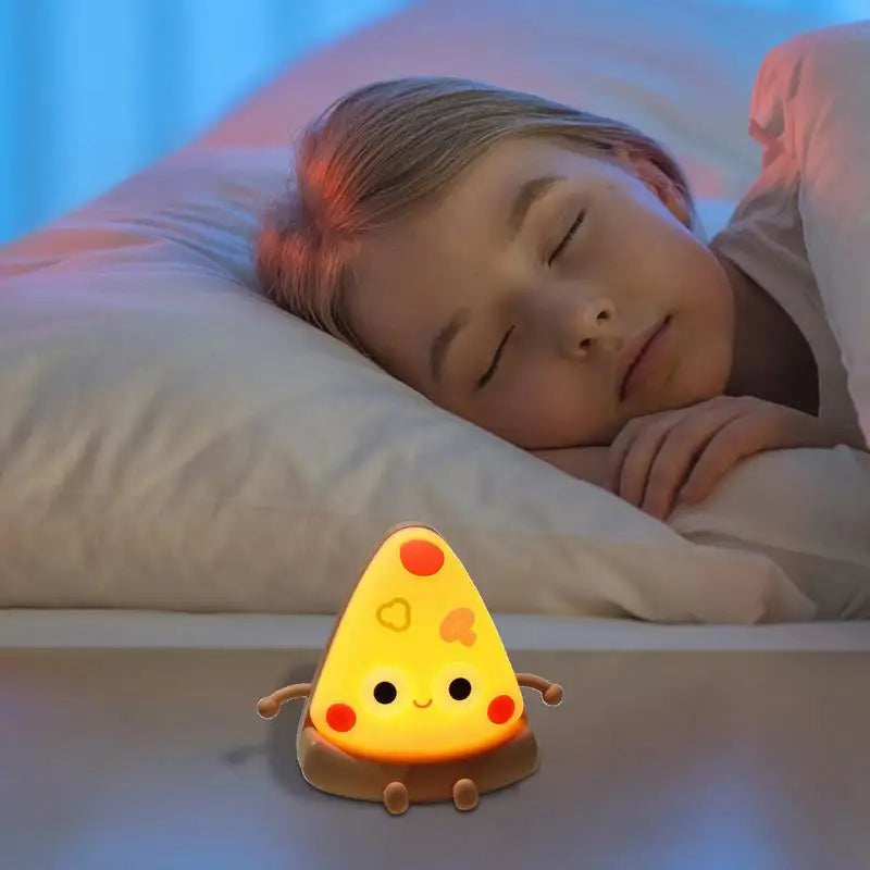 Pizza Lamp Light USB Silicone LED Batteried Dimmable Funny Nightlight Qme China Mainland