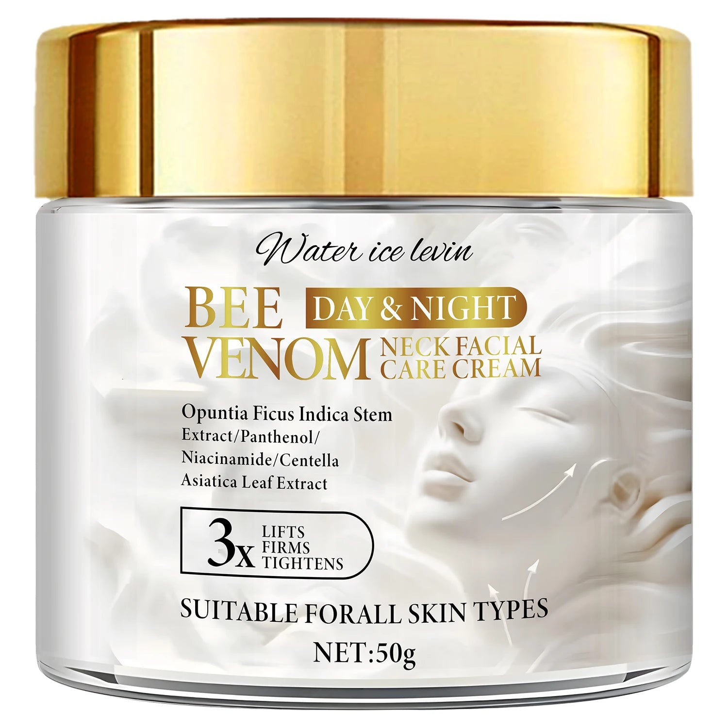 Bee Venom Neck & Facial Care Cream for Efficient Firming & Repair, with Collagen & Hyaluronic Acid. Qme WHITE 50g
