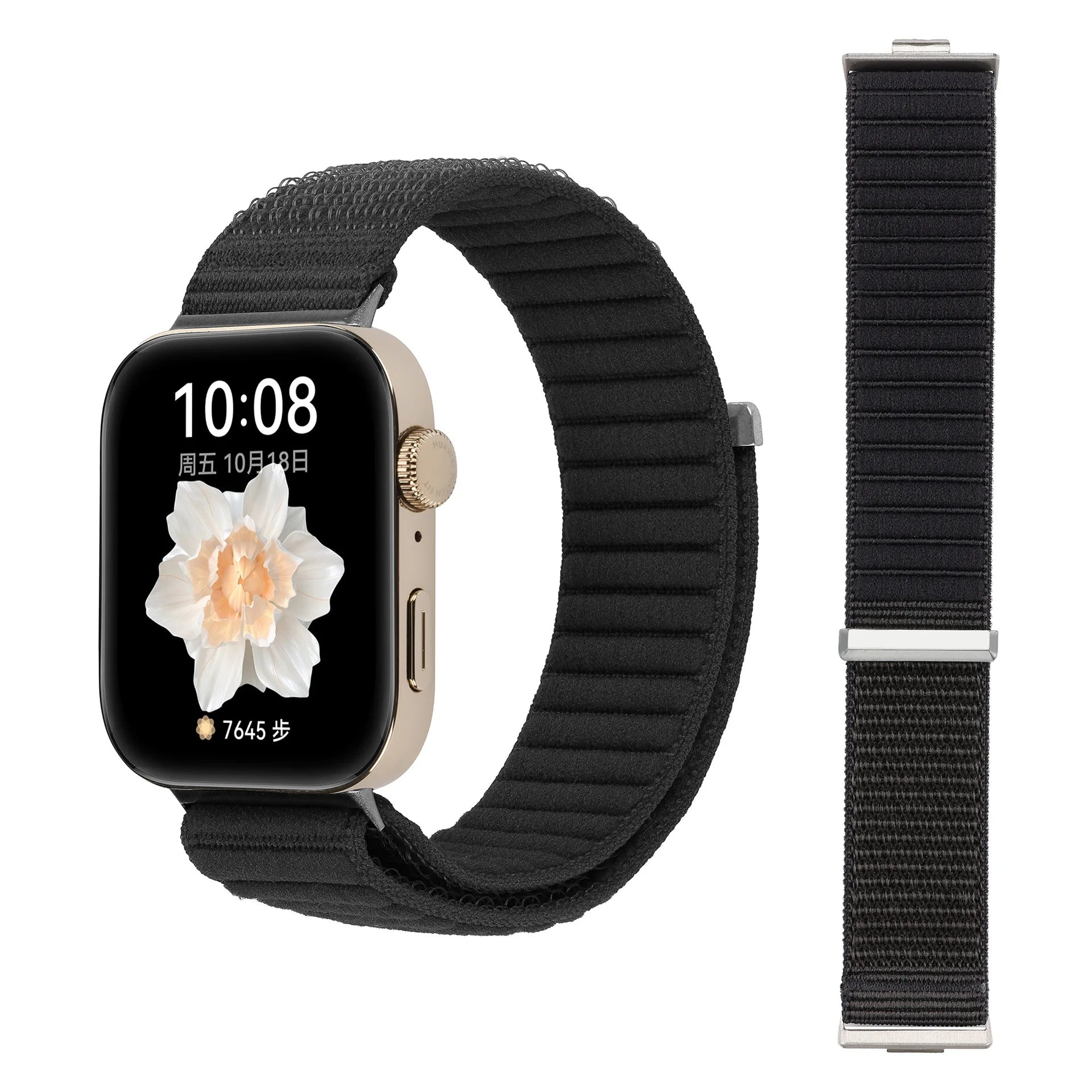 A Adjustable Breathable Nylon Woven Watchband with Stylish Metal Buckle for Huawei Watch Series - Replacement Wrist Band Qme charcoal ash