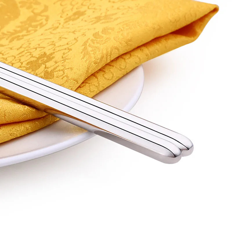 New Frying Tableware Chinese Lengthen Chopsticks Stainless Steel Reusable Japanese Sushi Sticks Korean Hot Pot Tools Qme