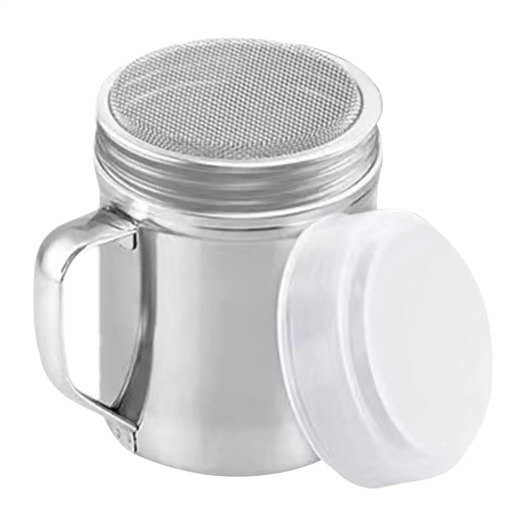 Powder Shaker Bottle Stainless Steel Salt Shakers Bottle With Dust-Proof Lid With Handle Container Jar for Coffee Flour Sugar Qme