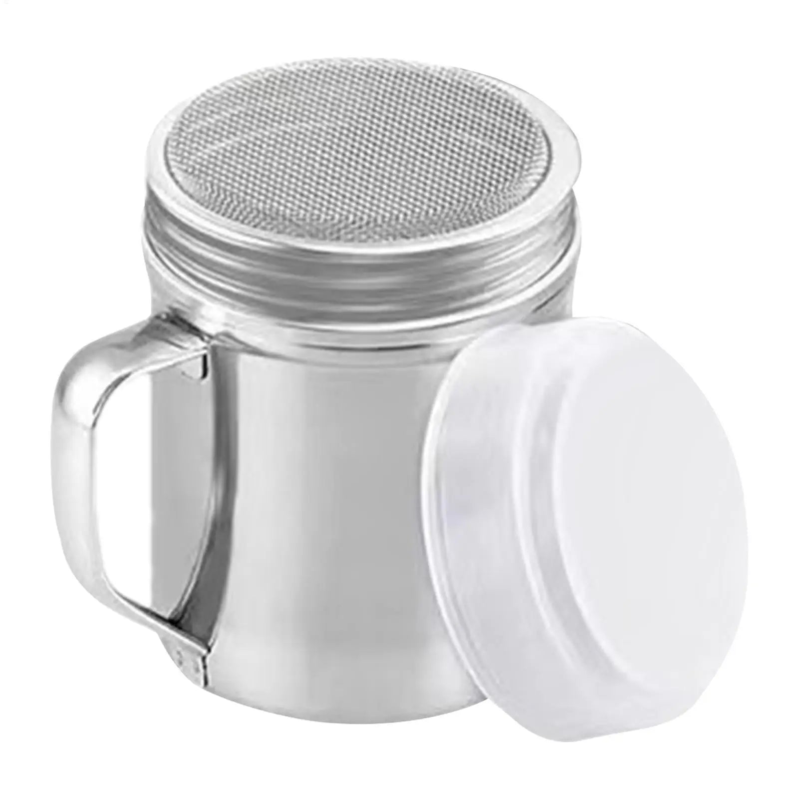 Powder Shaker Bottle Stainless Steel Salt Shakers Bottle With Dust-Proof Lid With Handle Container Jar for Coffee Flour Sugar Qme