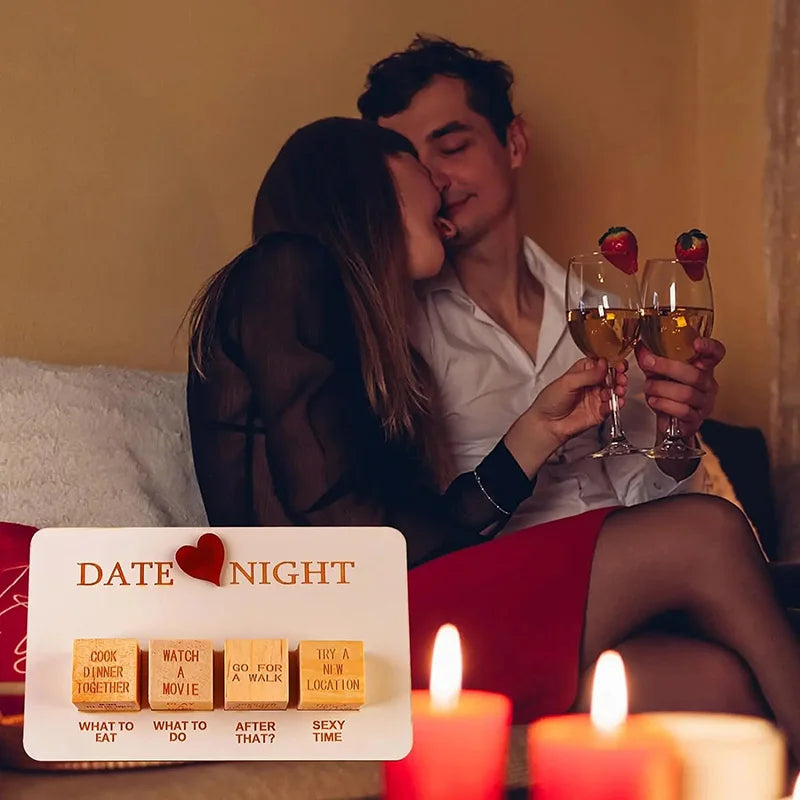Date Night Dice 4PCS After Dark Edition Date Night Wooden Dice Game for Couples Wood Reusable Couple Anniversary Date Dice Qme