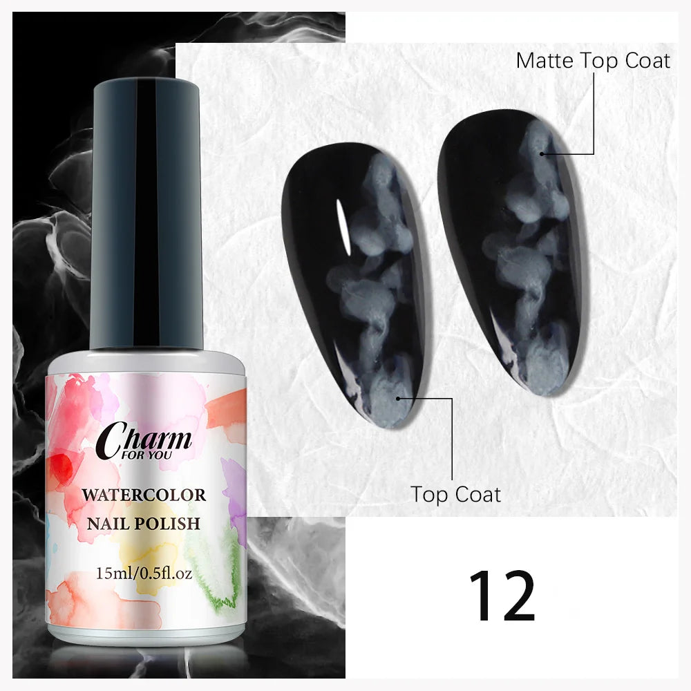 Clear Blooming Nail Gel Watercolor Marble Blossom Polish Spreading Qme 12