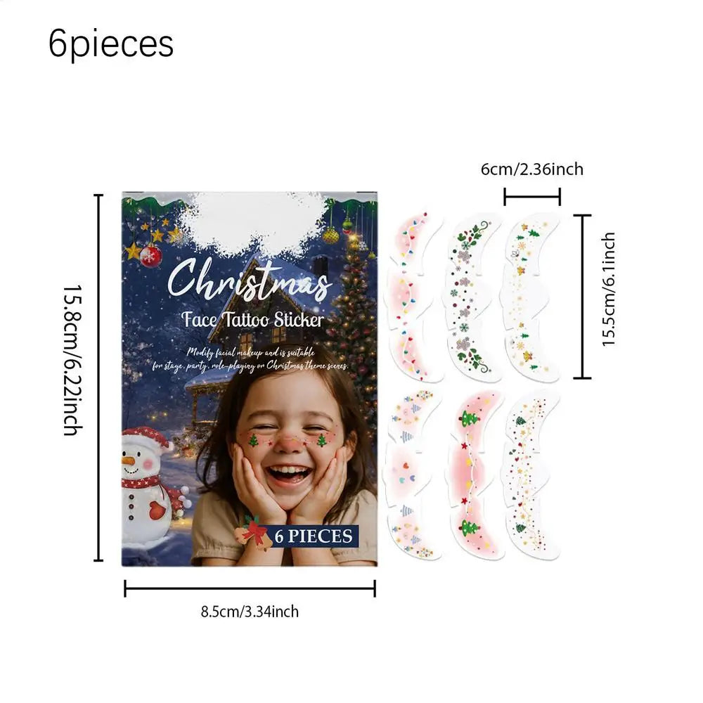 6pcs Christmas Tattoo Makeup Patches Fake Freckles Temporary Tattoo Stickers Face Tattoos Glittering Star Freckle Stickers Qme China Mainland set