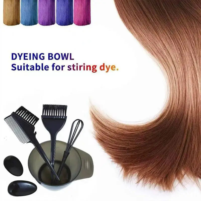 4 Hair Dye Brush Bowl Ear Caps Mixer Tint Dying Coloring Applicator Qme