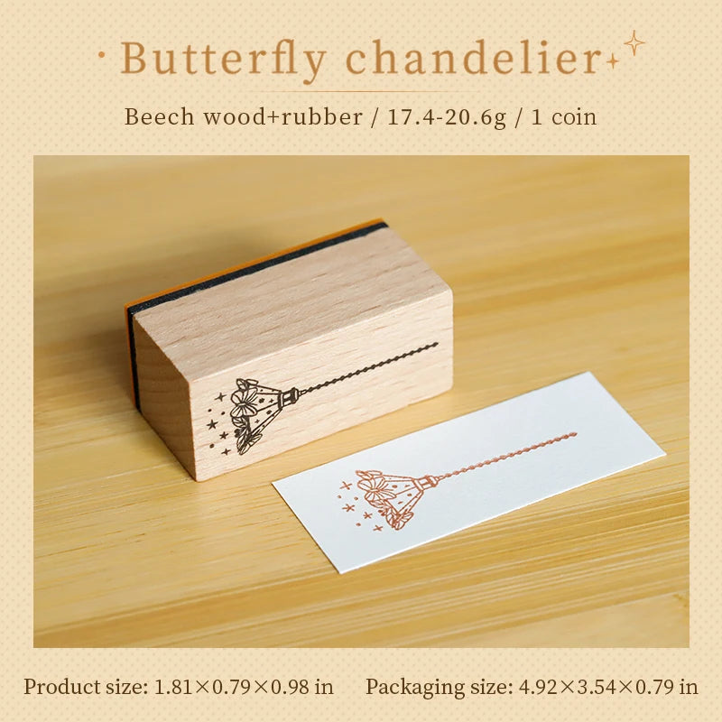 TIANZI 1pc Lamp Theme Vintage Wooden Rubber Cute Night Lights Set Stationery Seal Stamping For Card Making Planner Scrapbook Qme B