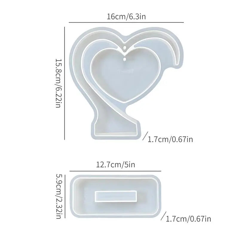 Heart-shaped Photo Frame Pendulum Base Silicone Mold, DIY Crystal Epoxy Resin Mold, DIY Photo Frame Ornament Qme B