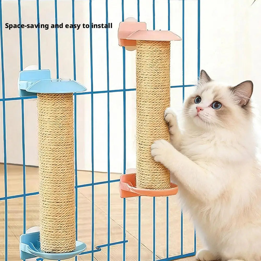 Cat Scratching Sisal Pillar Wood Wall Mounted Kitten Scratcher Tree Qme