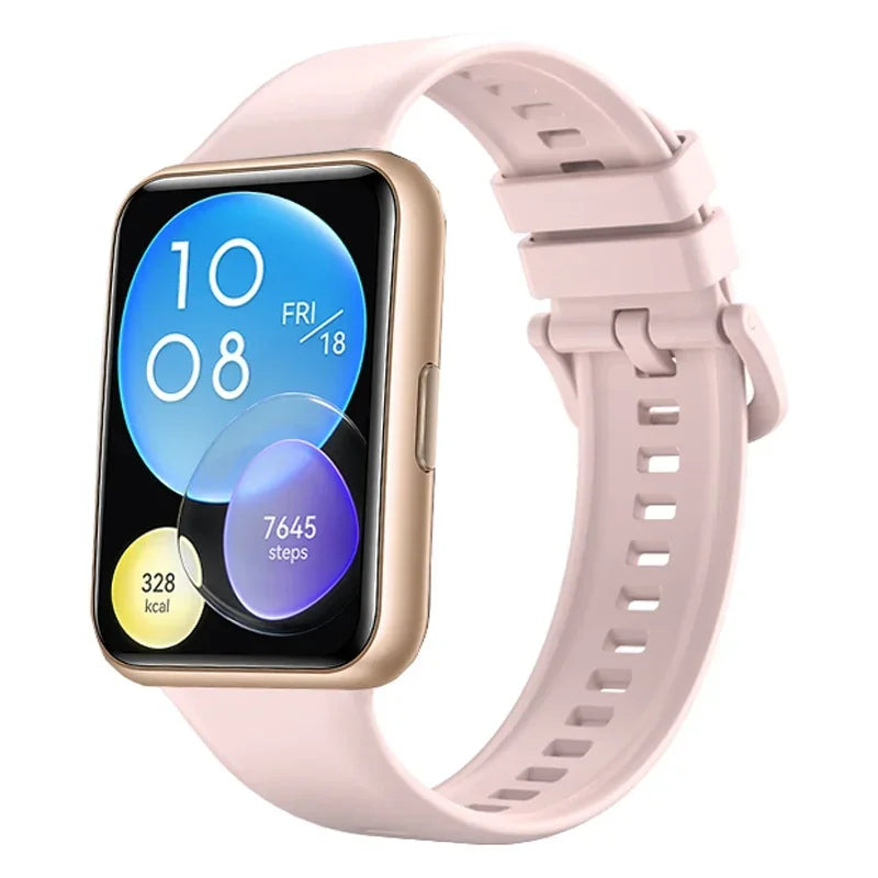 Silicone Band For Huawei Watch FIT 2 Strap smart Wrist watchband metal Buckle sport Replacement bracelet fit2 correa Accessories Qme Pink sand